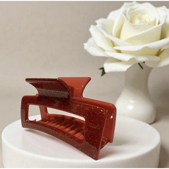 6 Hair Claw Clips Multi-Colored Sparkle Set Red Pink White lilac Tan - Picture 2 of 6